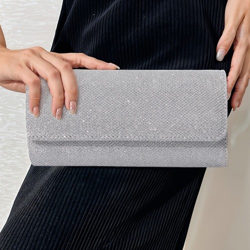 Sparkling silver clutch bag - clutch,