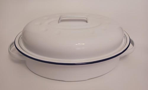Vintage white and blue enamel - and,
