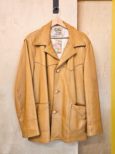70s light tan deerskin leather - light,