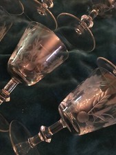 7 x hand etched wine / port