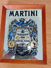 RARE MARTINI VINTAGE ADVERTISING MIRROR / BLACK WRITING ON BLUE 13" X 9" VGC