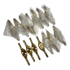 14 X SOLID BRASS CLEAT HOOKS 75mm/3" Metal Curtain Blind Washing Line Tie Up