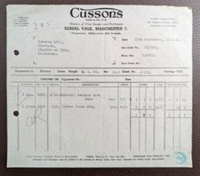 1945 Cussons, Soap Makers, Kersal Vale, Manchester Invoice for Imperial Leather