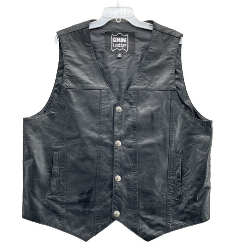 Genuine leather vest men - leather,