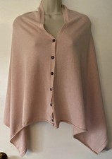 Baby pale pink poncho Cape Buttons Size M Approx 14 super soft 