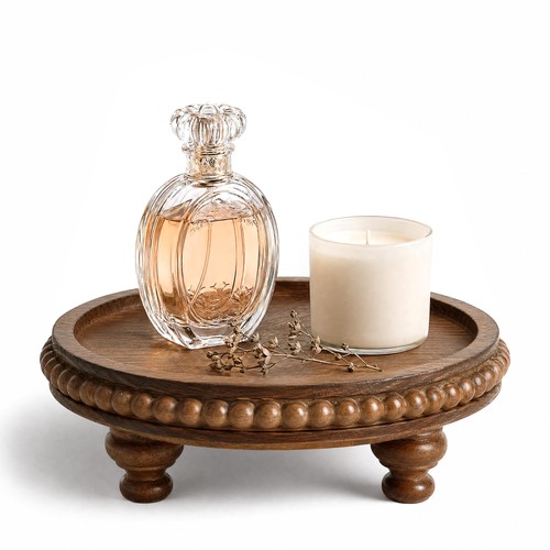 Beaded wood riser pedestal - wood, riser,