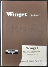 Winget Babcock 1000 P2 Turbomixer Maintenance Manual & Parts List S133, Cement