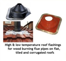 Flue pipe Roof Flashing seal cowl kits for various roofs for stoves & flue pipes