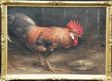 ANDREW LAW SCOTTISH TWENTIES ANIMAL ART OIL PAINTING RHODE ISLAND RED COCKEREL