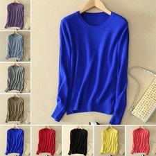 Womens Sweater Cashmere Wool Knitted Round Neck Jumper Warm Pullover S-3XL New