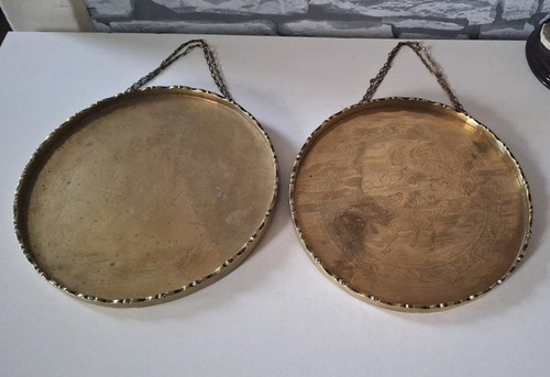Brass chinese engraved scene - chinese,