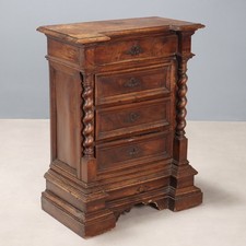 Antique Bedside Table Baroque Walnut 4 Drawers XVIII Century Original