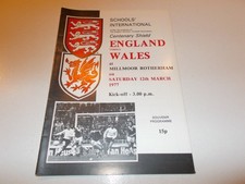 England  v  Wales  1977  Schools International played at Rotherham