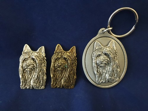 Silky terrier brooch - terrier, pewter