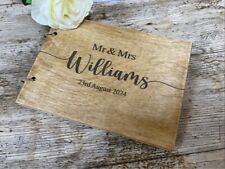 Personalised Wedding Guest Book Christening Memorial Scrapbook Album Wooden