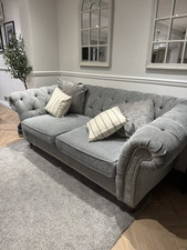 Next Gosford antique velvet light grey sofa medium 3 seater Rrp £1650