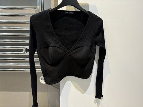Zara ladies black top - black,