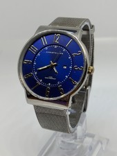 Christin Lars Date Quartz Men's Watch Blue Face two piece metal strap