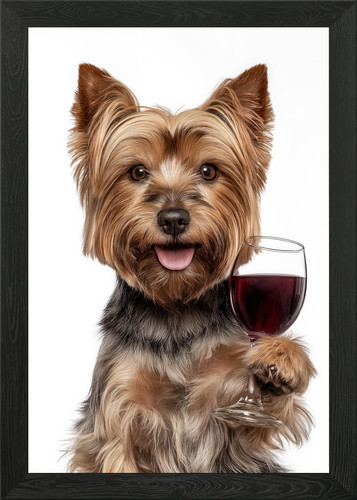 Silky terrier dog with - with, wine