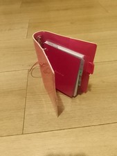 De-ringed Pocket Filofax Domino. Patent Pink. Strings Added - Pocket TN.