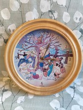 Vintage Wooden Clock - Winnie The Pooh & Friends Christmas - AA Milne - Disney 