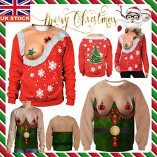 Xmas Mens Women Ugly Jumper Sweater Funny 3D-Print Sweatshirt Christmas Pullover
