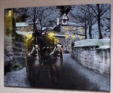 VICTORIAN VILLAGE HORSE AND CART SCENE CANVAS PICTURE PRINT WALL ART
