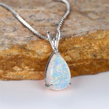 White Fire Opal Stone Pendant