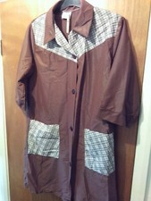Ladies Nylon Overall -Brown check design Size W, pinny with pattern design VGC. 