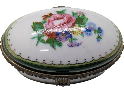 Floral porcelain trinket box - trinket,
