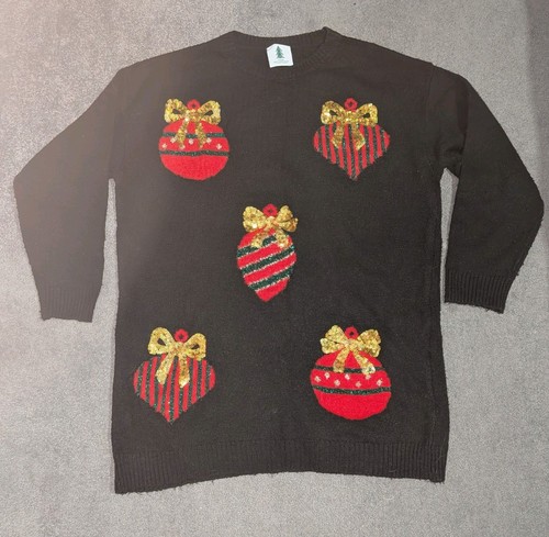 Ladies black christmas jumper - black,