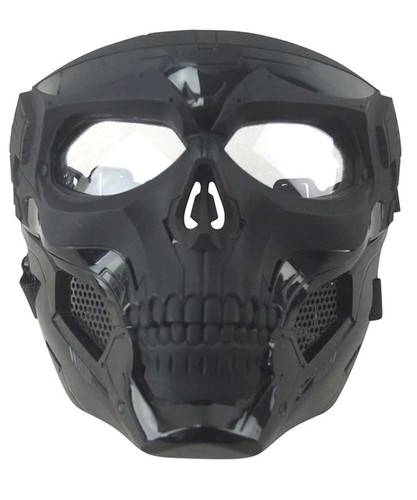 Skull airsoft mask black full - black,