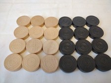 Set of Wooden Draughts Pieces