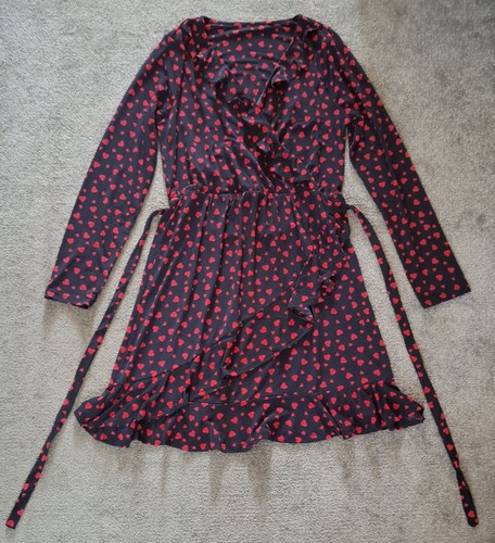Oasis red heart print navy - red,