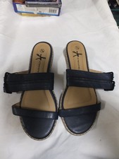 Atmospere size 6 black slip on sandals buckle accents