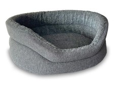 Snug Fleece Lined High Sided Oval Luxury Dog Bed 5 Sizes in Orkney Grey