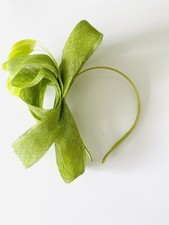 Lime Green Fascinator Hairband Immaculate with Feathers and Organza  