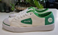 DUNLOP GREEN FLASH OG. MENS SIZE 7 UK TRAINERS. WHITE/CREAM/GREEN