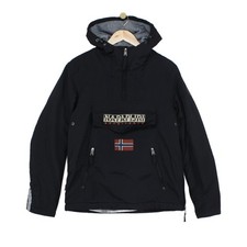 Napapijri Rainforest Jacket Mens Size S Black 1/4 Zip Anorak Hooded