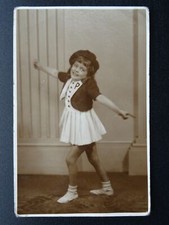 Portrait LITTLE GIRL SHOWS HER DANCE MOVES c1940s RP by Leslle Studio ROTHERHAM