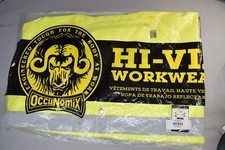 OCCUNOMIX LUX-TJR HI-VIZ Rain Jacket w/Hood, Class 3, Type R, Black/Yellow Large