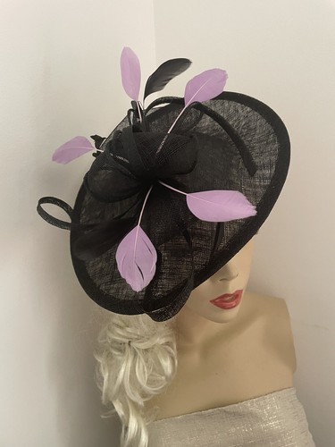 Fascinator black lilac wedding - fascinator,