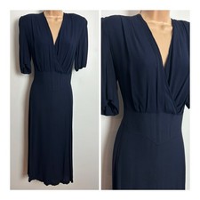 Vintage 1940s Navy Blue Rayon