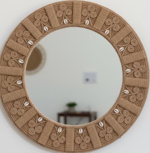Floral rattan round wall - rattan,