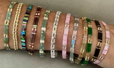 Miyuki Tila Tile & 1/2 Tilas Seed Bead Layering Stretch Bracelets Approx 17-18cm