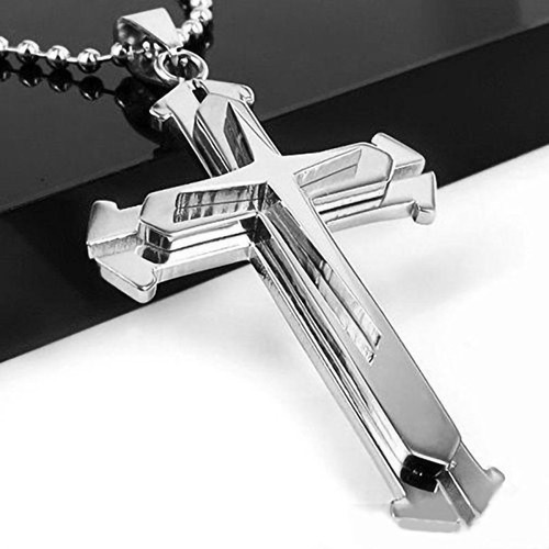 Stainless steel cross necklace - stainless,