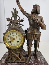 Antique 19th Century French Victorian Figural Statue 8 Day Mantel Shelf Clock