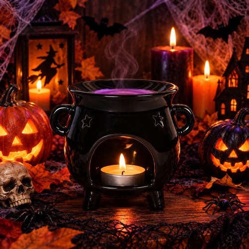 Ceramic black cauldron with - black,