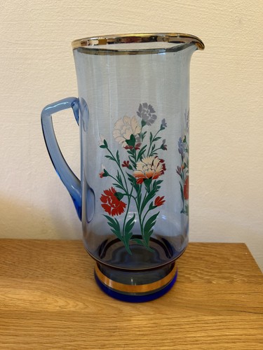 Vintage blue glass floral - glass,