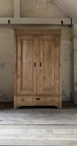 Antique solid pine wardrobe - solid,